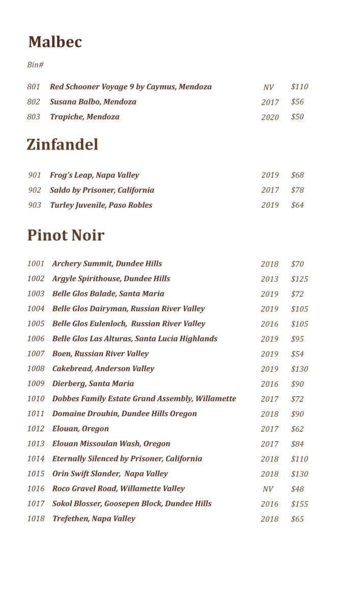 New Osage Restaurant Wine List 2022 page 8