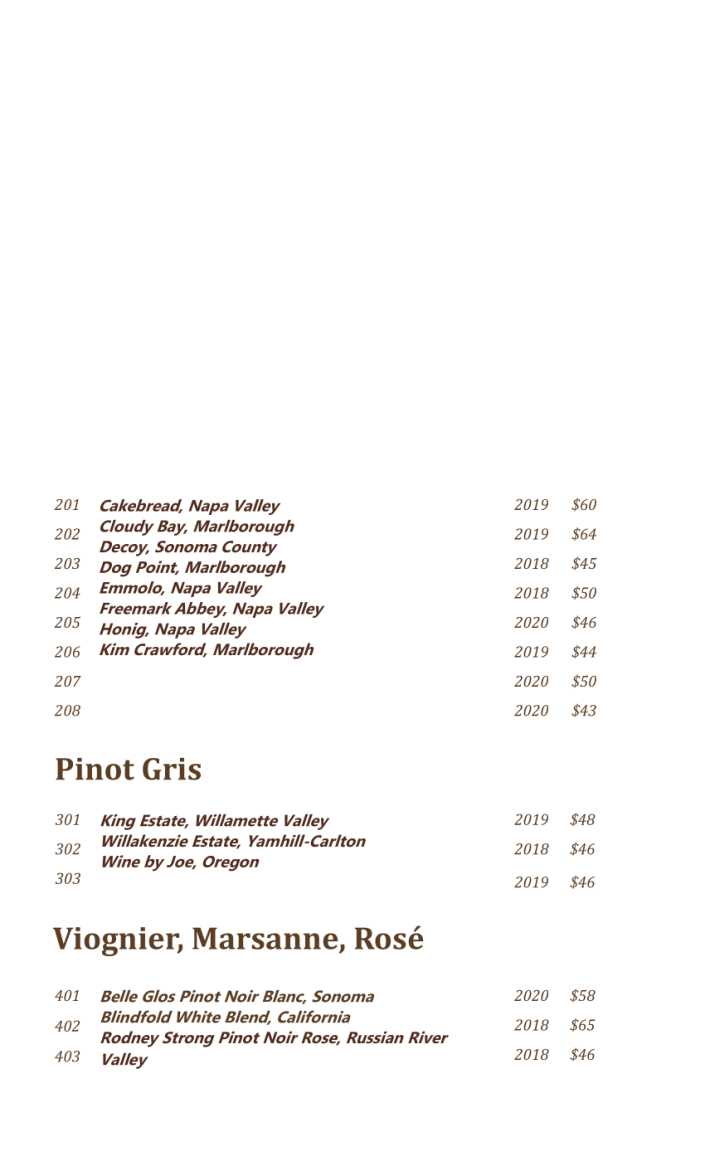 New Osage Restaurant Wine List 2022 page 6