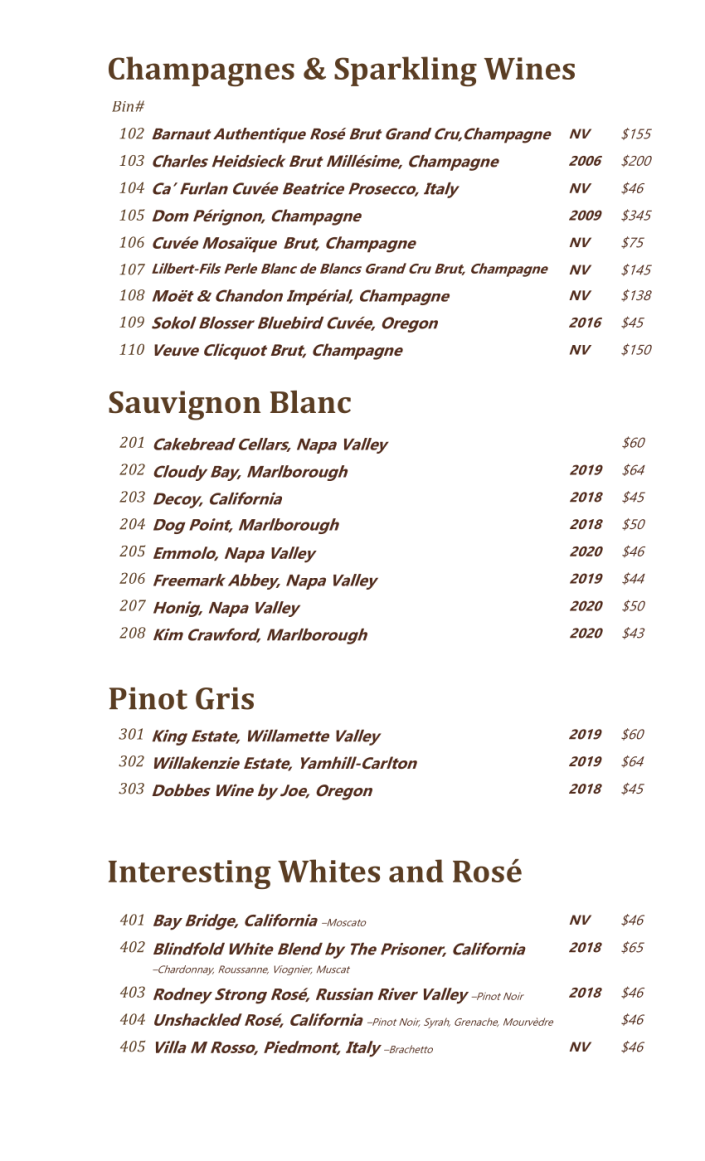 New Osage Restaurant Wine List 2022 page 5